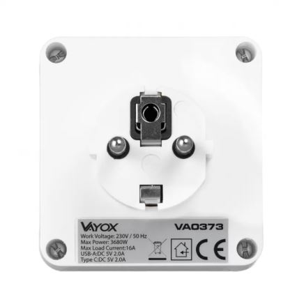 Razdelilec z 2 vtičnicama + USB-C + USB-A z LED osvetlitvijo LED/0,5W/230V 3000K