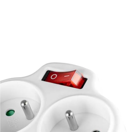 Razdelilnik z dvema vtičnicama in stikalom + USB-C + USB-A