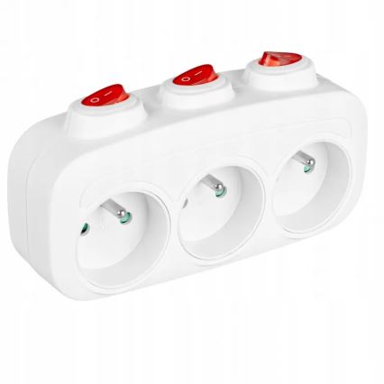 Razdelilnik z vklopnimi stikali — 3 vtičnice