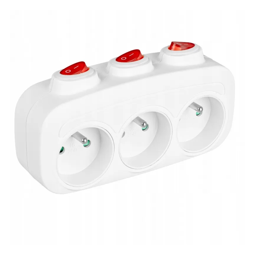 Razdelilnik z vklopnimi stikali — 3 vtičnice