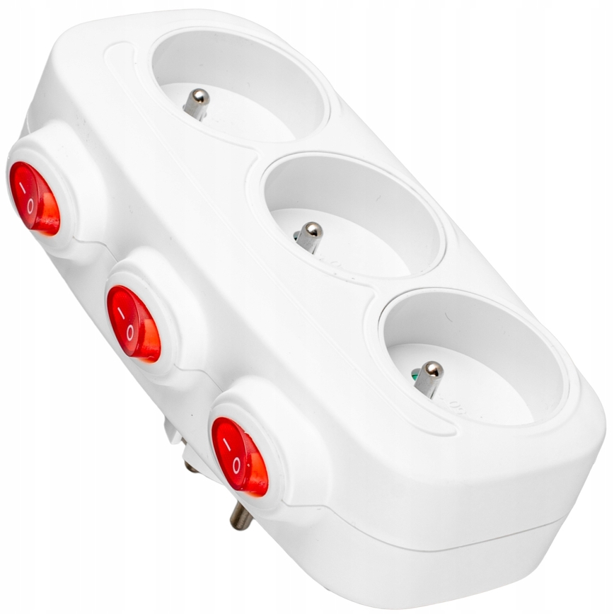 Razdelilnik z vklopnimi stikali — 3 vtičnice