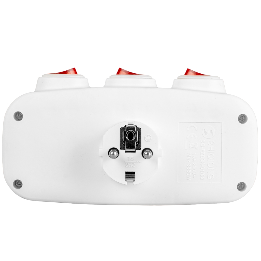 Razdelilnik z vklopnimi stikali — 3 vtičnice