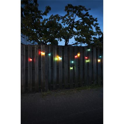 Razširljiva LED zunanja girlanda CONE FILAMENT 20xE10 14m večbarvna/topla bela IP44, Izdelano v EU