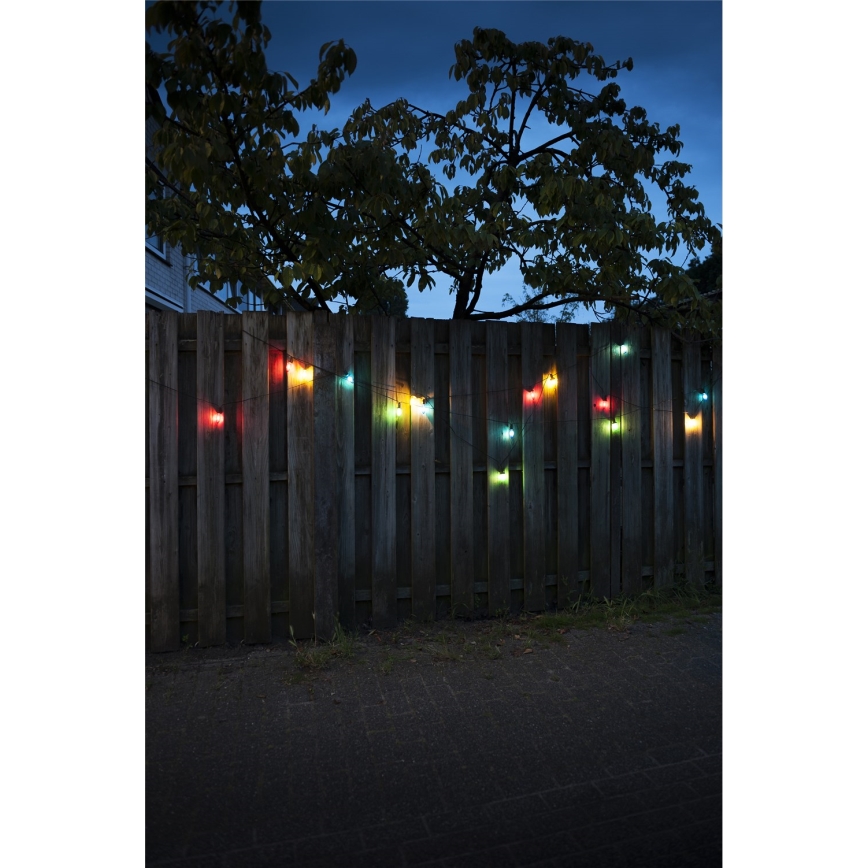 Razširljiva LED zunanja girlanda CONE FILAMENT 20xE10 14m večbarvna/topla bela IP44, Izdelano v EU