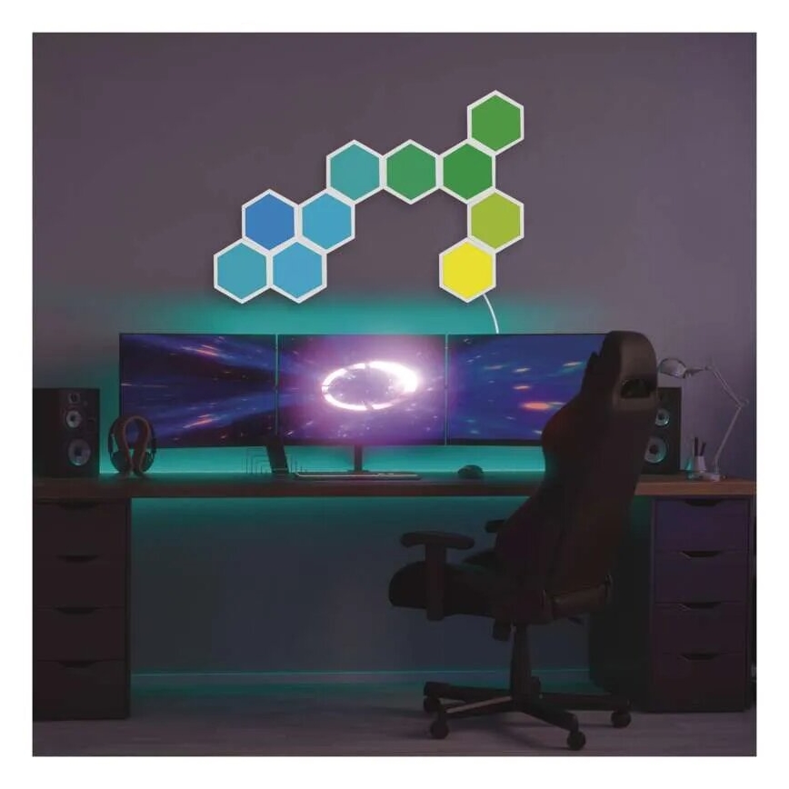 Komplet 3x LED RGBIC+CCT zatemljiv panel - razširitev LED/1,8W/230V Wi-Fi Tuya