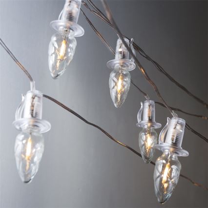 Razširitveni zunanji LED niz CONE FILAMENT 20xE10 14m prozorne žarnice / topla bela IP44, Izdelano na Češkem