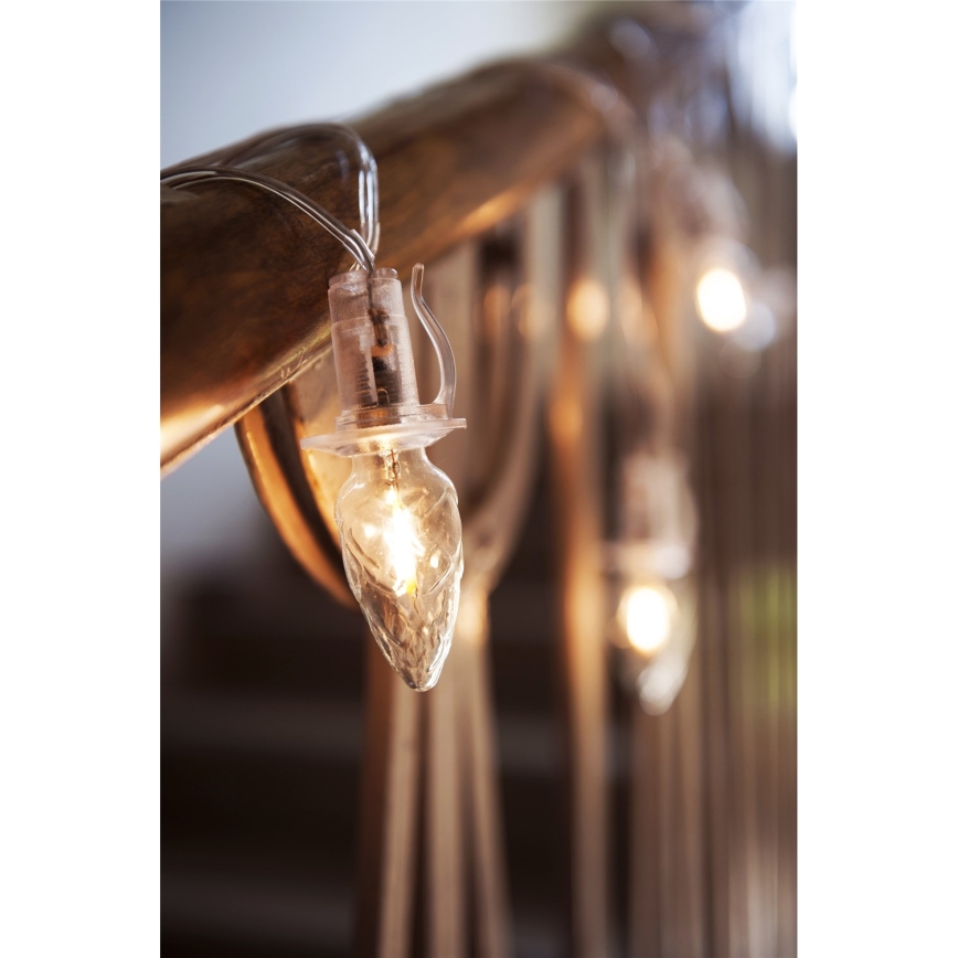 Razširitveni zunanji LED niz CONE FILAMENT 20xE10 14m prozorne žarnice / topla bela IP44, Izdelano na Češkem