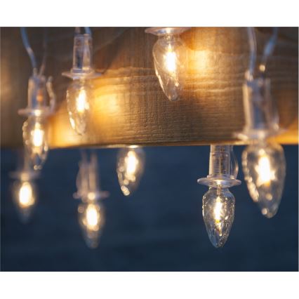 Razširitveni zunanji LED niz CONE FILAMENT 20xE10 14m prozorne žarnice / topla bela IP44, Izdelano na Češkem