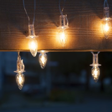 Razširitveni zunanji LED niz CONE FILAMENT 20xE10 14m prozorne žarnice / topla bela IP44, Izdelano na Češkem