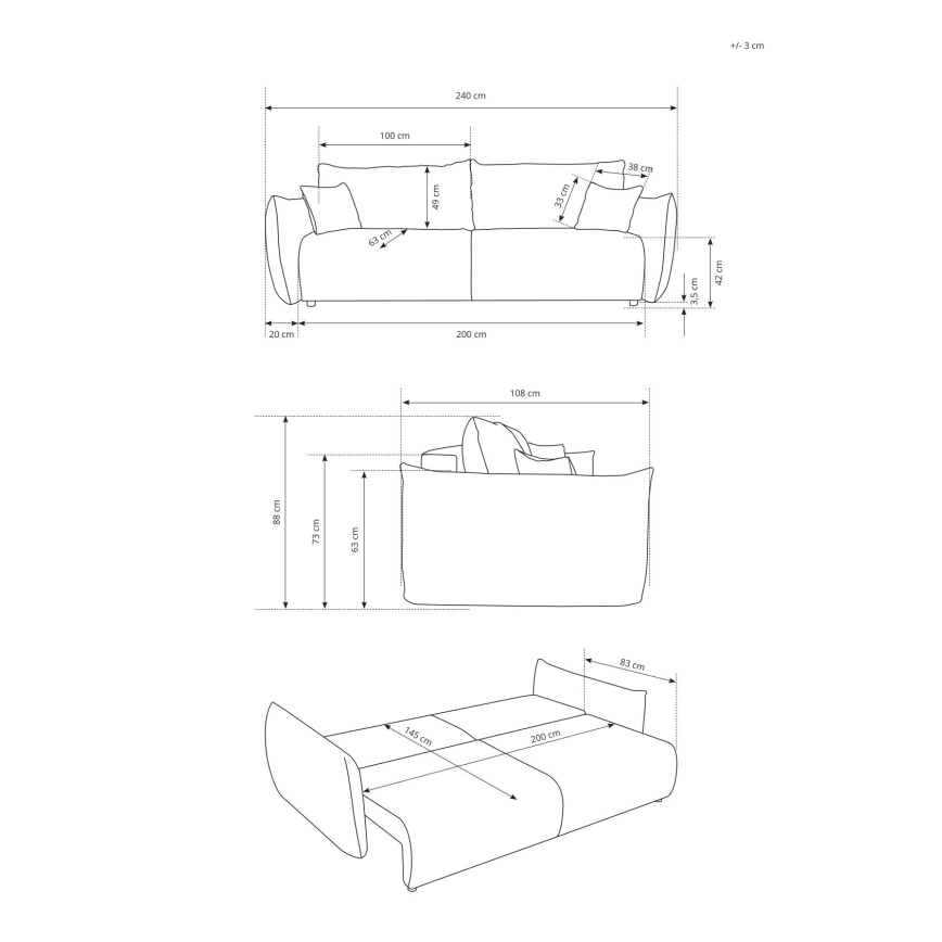 Raztegljiv dvosed FRIDA, rjav