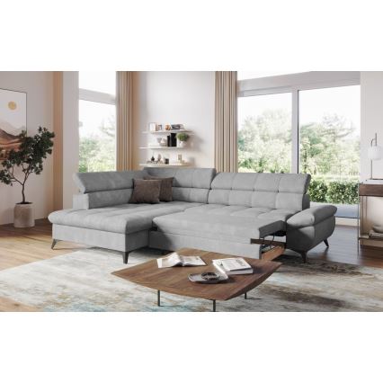 Raztegljiv kotni sedežni garnitura v obliki črke L MARANO, leva, siva