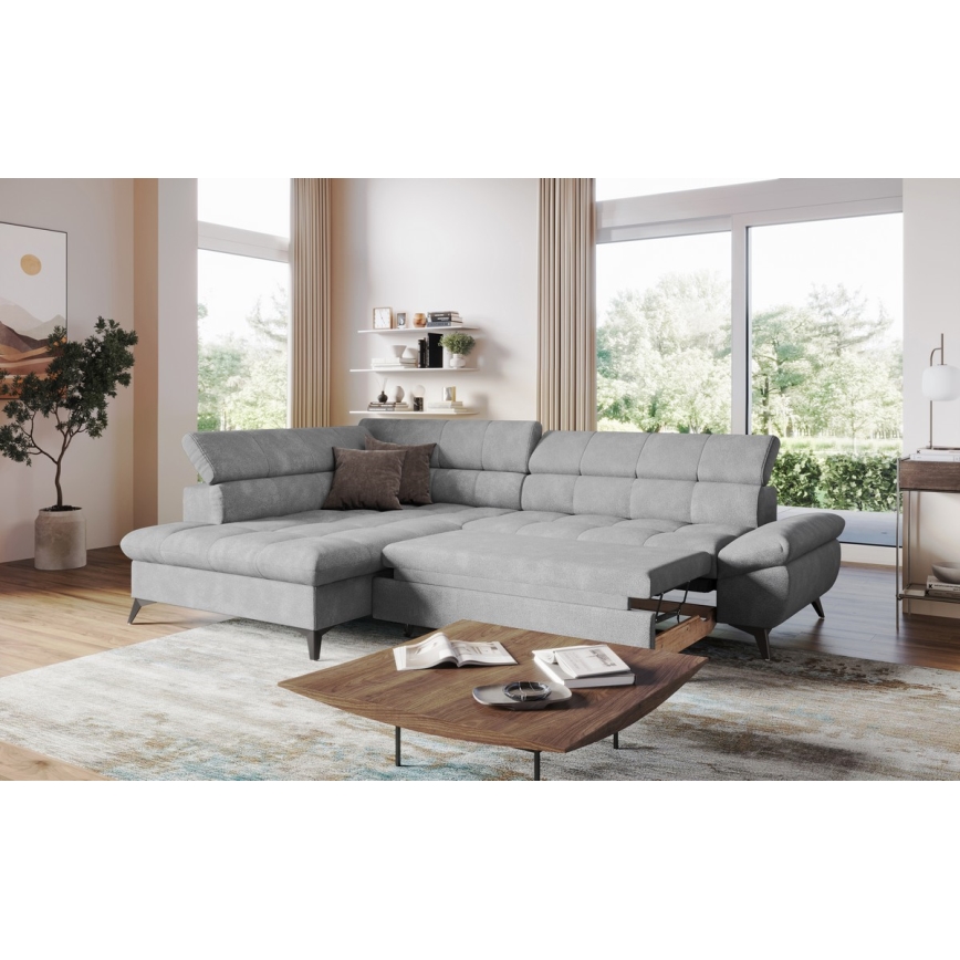 Raztegljiv kotni sedežni garnitura v obliki črke L MARANO, leva, siva