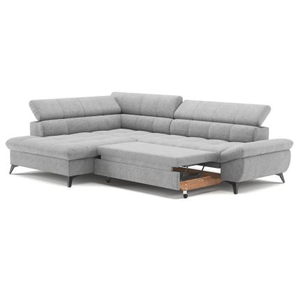 Raztegljiv kotni sedežni garnitura v obliki črke L MARANO, leva, siva