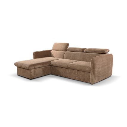 Raztegljiv kotni sedežni garnitura v obliki črke L z shranjevalnim prostorom BEJA, bež, leva