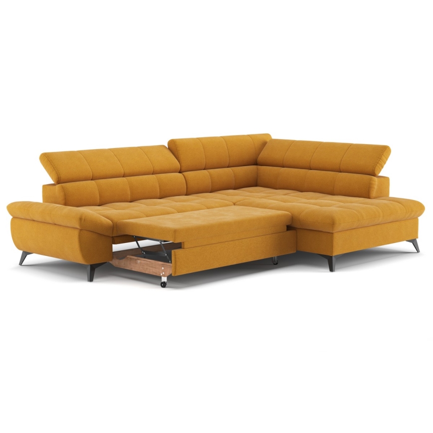 Raztegljiv kotni sedežni garnitura v obliki črke L MARANO desna oranžna