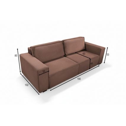 Raztegljiv trosed RONDA s shranjevalnim prostorom, rdeč