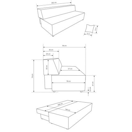 Raztegljiv trosed s prostorom za shranjevanje TERAMO bež