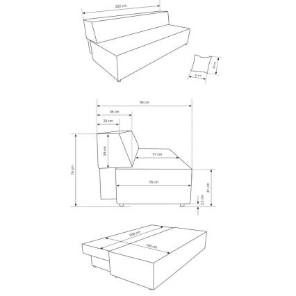 Raztegljiv trosed s prostorom za shranjevanje TERAMO v bež barvi