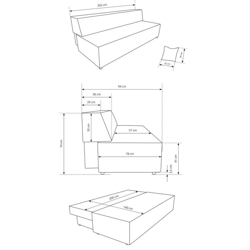 Raztegljiv trosed s prostorom za shranjevanje TERAMO v bež barvi
