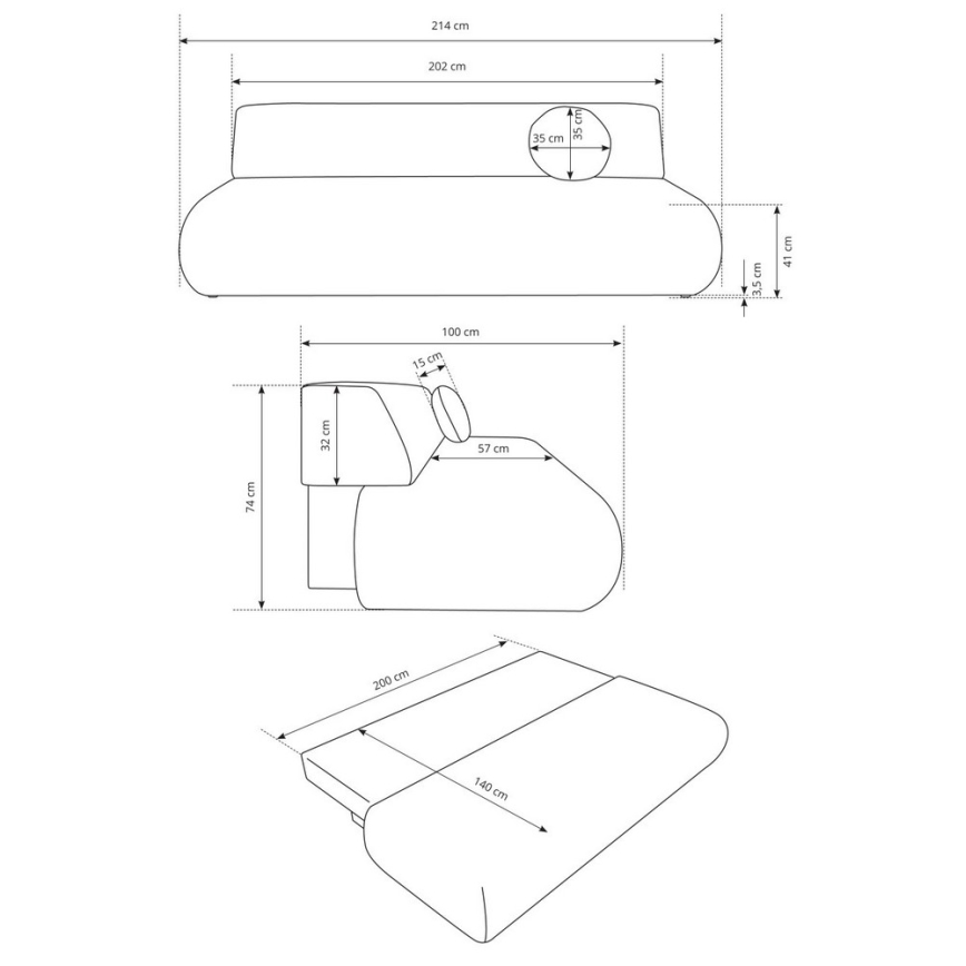 Raztegljiv trosed s shranjevalnim prostorom PRATO bež