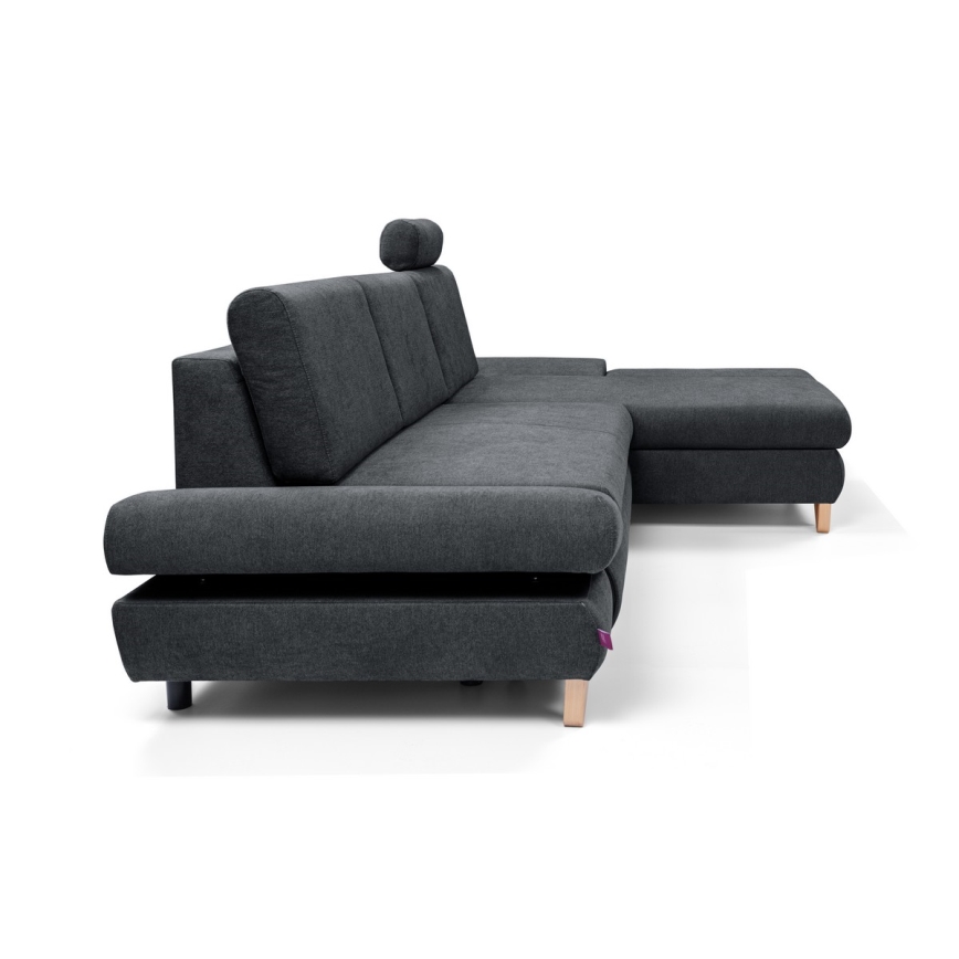 Raztegljiva kotna oblazinjena sedežna garnitura z prostorom za shranjevanje v obliki L AVESTA, desna, antracitna