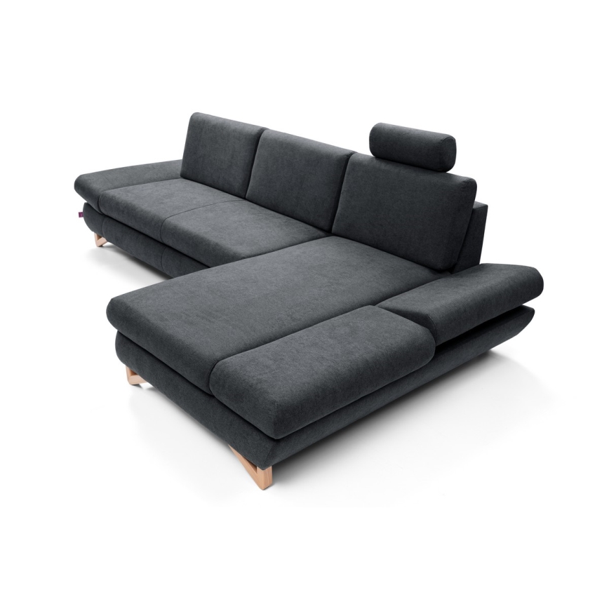 Raztegljiva kotna tapecirana sedežna garnitura v obliki črke L AVESTA desna, antracitna