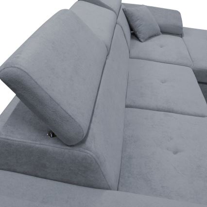 Raztegljiva kotna sedežna garnitura s prostorom za shranjevanje v obliki črke L CASTELO desna temno siva