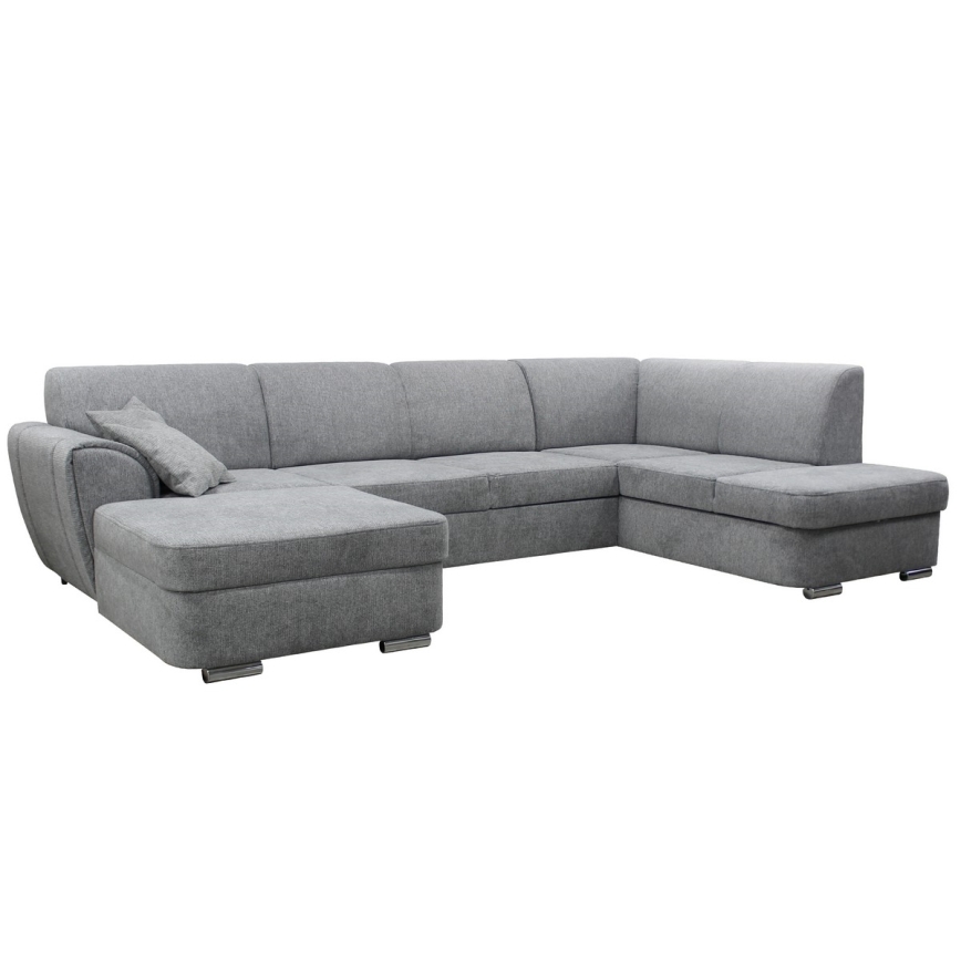 Raztegljiva desna kotna sedežna garnitura v obliki črke U SERPA s vgrajenim shranjevalnim prostorom, siva