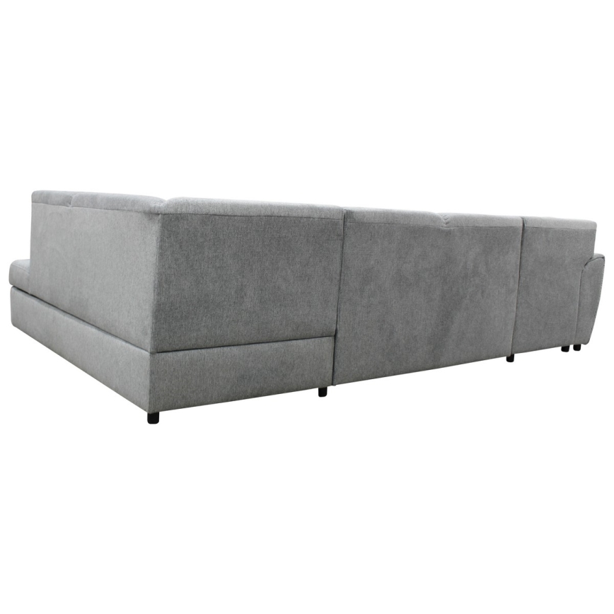 Raztegljiva desna kotna sedežna garnitura v obliki črke U SERPA s vgrajenim shranjevalnim prostorom, siva