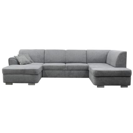 Raztegljiva desna kotna sedežna garnitura v obliki črke U SERPA s vgrajenim shranjevalnim prostorom, siva