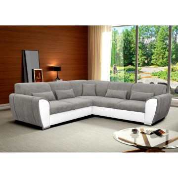 Raztegljiva desna kotna sedežna garnitura z prostorom za shranjevanje v obliki črke L VISEU, siva/bela