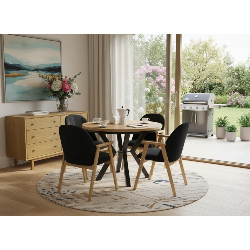 Raztegljiva jedilna miza CONVI 100/140x73 cm hrast craft/črna