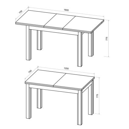 Raztegljiva jedilna miza DOO hrast artisan/črna