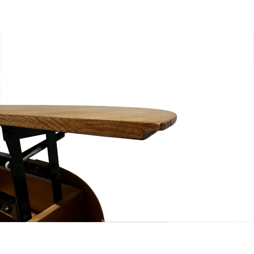 Raztegljiva klubska mizica z dvignljivo mizno ploščo PURE, premer 80 cm, hrast/črna