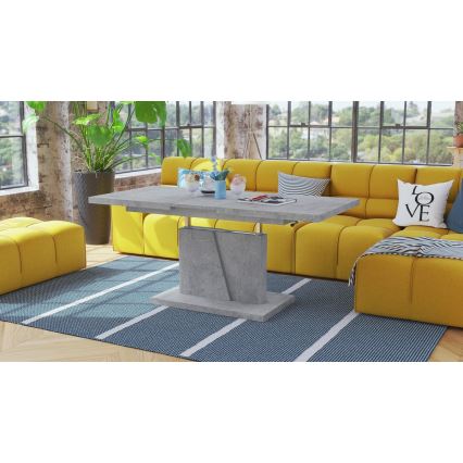 Raztegljiva konferenčna/jedilna miza NINO z dvižno ploščo, betonsko siva