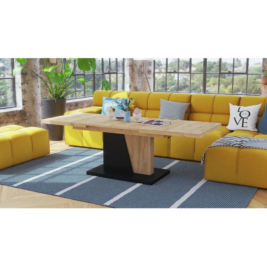 Raztegljiva konferenčna/jedilna miza z dvižnim vrhom NINO hrast craft/črna