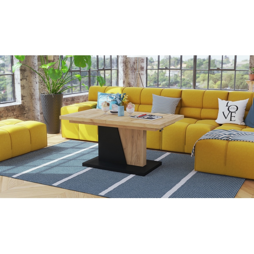 Raztegljiva konferenčna/jedilna miza z dvižnim vrhom NINO hrast craft/črna