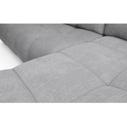 Raztegljiva desna kotna oblazinjena sedežna garnitura ALMADA v obliki črke L, s prostorom za shranjevanje, siva