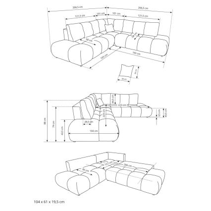 Raztegljiva kotna oblazinjena sedežna garnitura ALMADA v obliki L z shranjevalnim prostorom, desna, bež