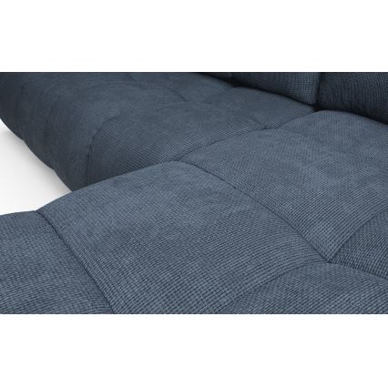 Raztegljiva desna kotna oblazinjena sedežna garnitura ALMADA v obliki črke L z prostorom za shranjevanje, modra