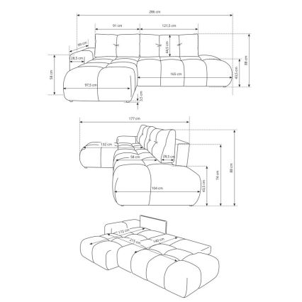 Raztegljiva kotna oblazinjena sedežna garnitura v obliki L ALMADA, desna, bež, s prostorom za shranjevanje