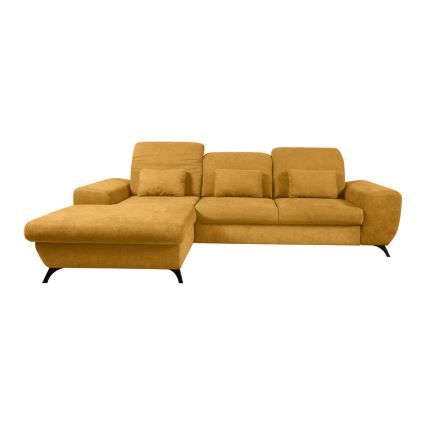 Raztegljiva kotna oblazinjena sedežna garnitura z shranjevalnim prostorom v obliki črke L ALTA, leva, rumena