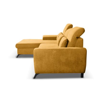 Raztegljiva kotna oblazinjena sedežna garnitura z shranjevalnim prostorom v obliki črke L ALTA, leva, rumena