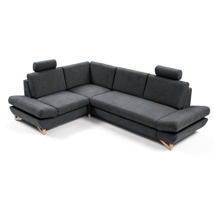 Raztegljiva kotna oblazinjena sedežna garnitura z odlagalnim prostorom v obliki črke L AVESTA, leva, antracit