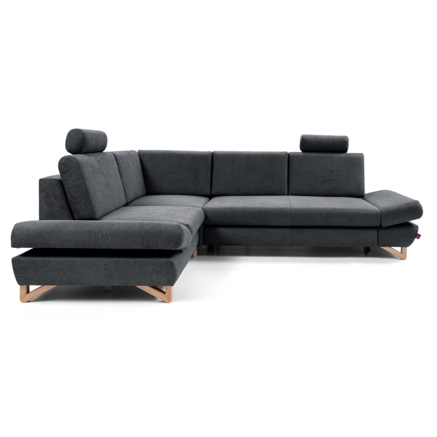 Raztegljiva kotna oblazinjena sedežna garnitura z odlagalnim prostorom v obliki črke L AVESTA, leva, antracit