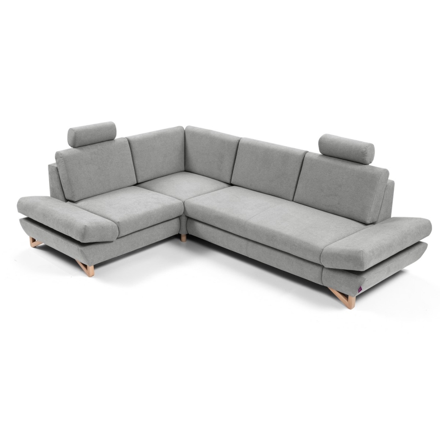 Raztegljiva kotna oblazinjena sedežna garnitura z vgrajenim prostorom za shranjevanje v obliki črke L AVESTA, leva, siva