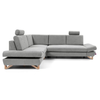 Raztegljiva kotna oblazinjena sedežna garnitura z vgrajenim prostorom za shranjevanje v obliki črke L AVESTA, leva, siva