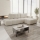 Raztegljiva kotna oblazinjena sedežna garnitura L-oblike ALMADA, desna, svetlo bež, s prostorom za shranjevanje