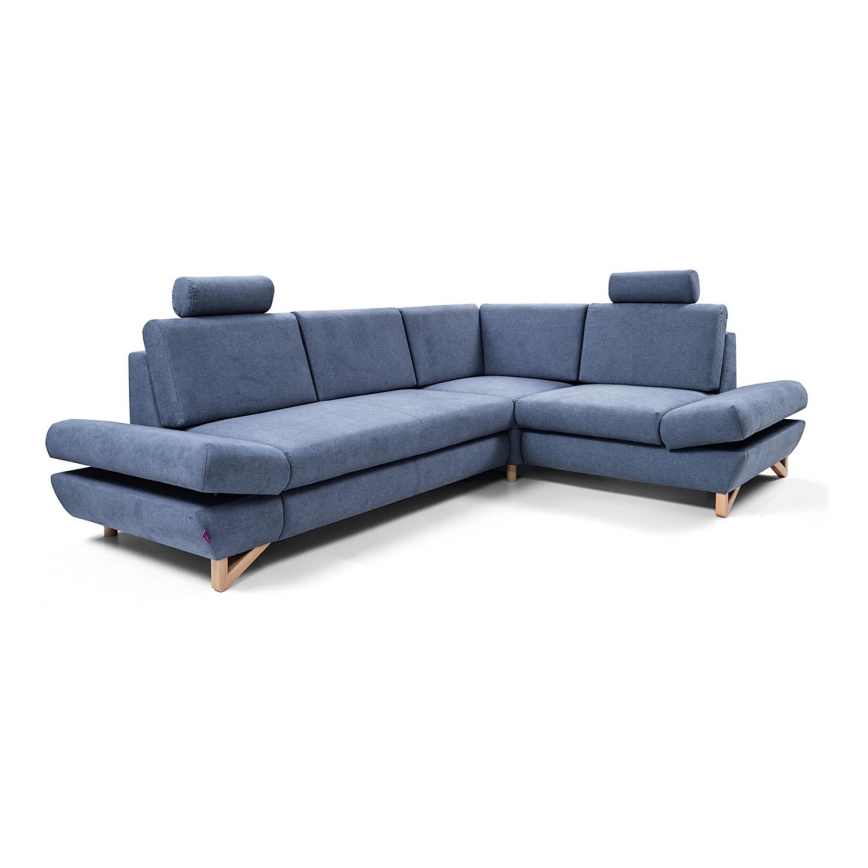 Raztegljiva kotna oblazinjena sedežna garnitura s shranjevalnim prostorom v obliki črke L AVESTA, desna, modra