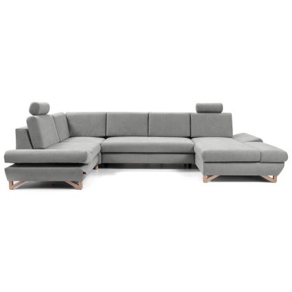 Raztegljiva kotna oblazinjena sedežna garnitura v obliki črke U z vgrajenim prostorom za shranjevanje AVESTA siva